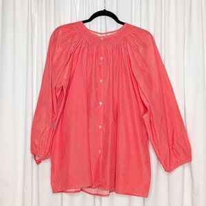 Tucker Classic Blouse Clay Mosaic in Silk Cotton Pink Polka Dots Long Sleeve